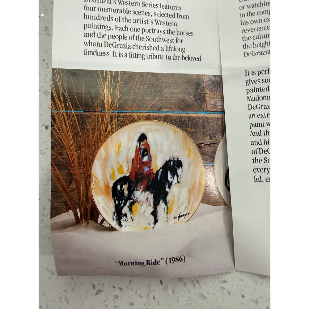 1986 FAIRMONT Porcelain MORNING RIDE by de GRAZIA fromWestern Coll 10" Plate - Picture 5 of 5